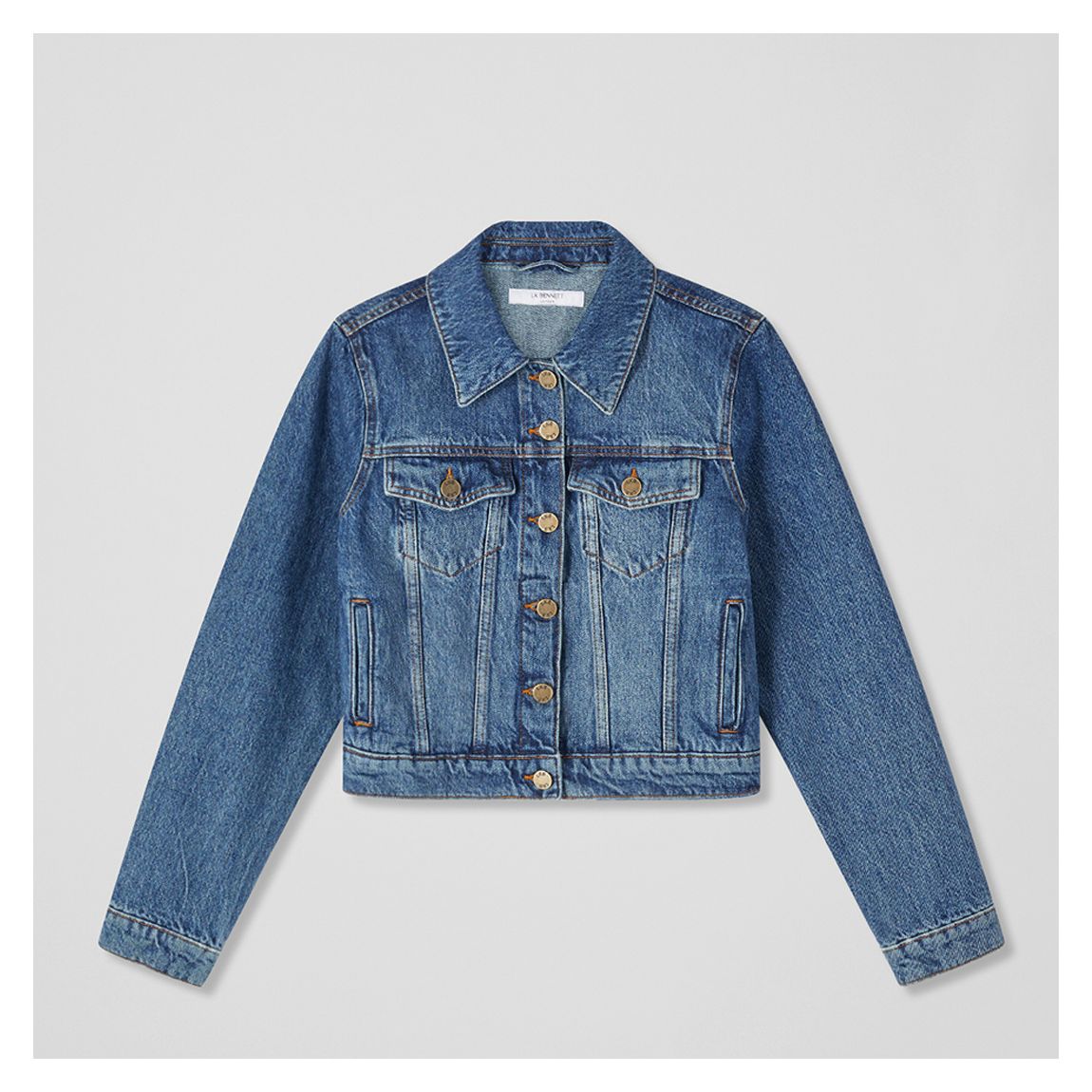 Blue Melle Cropped Denim Jacket main product photo