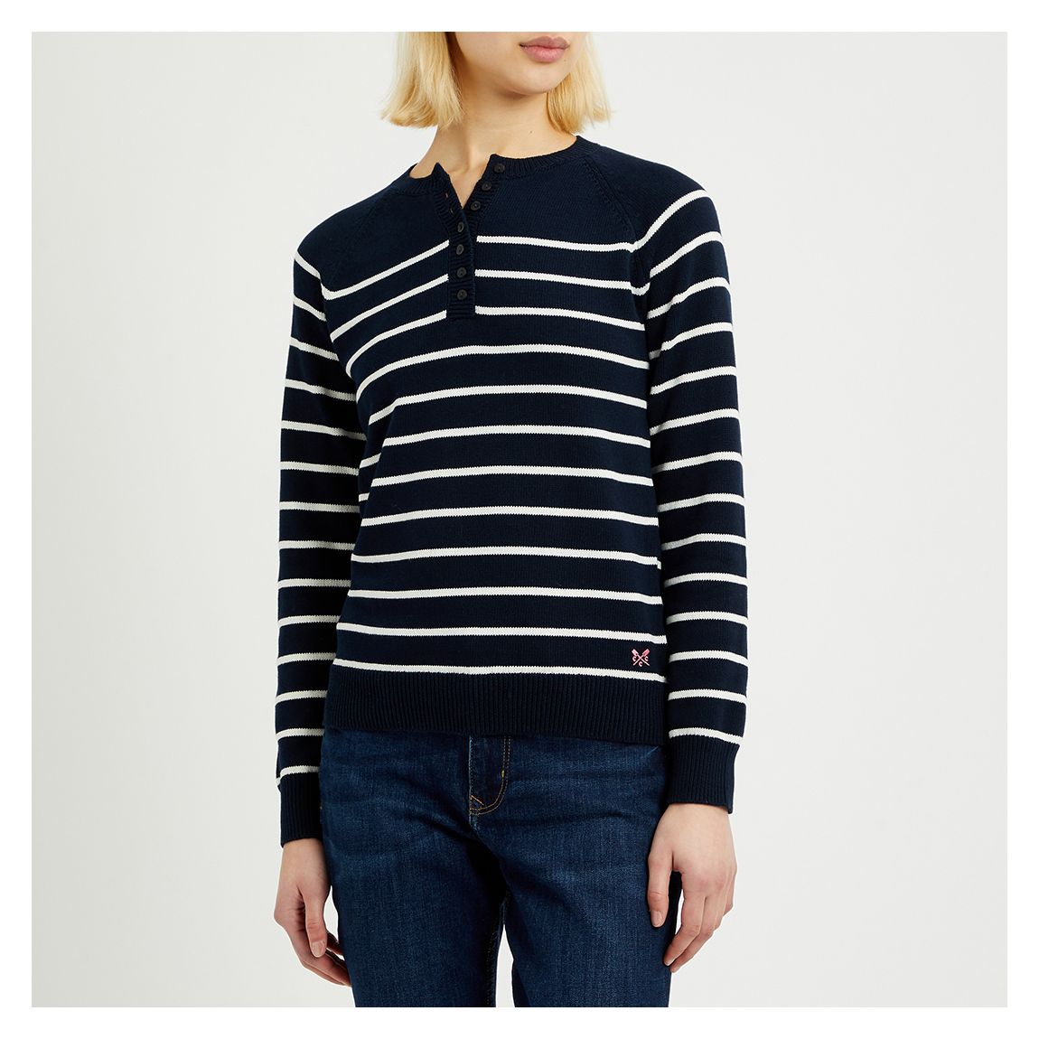 Navy/White Cotton Buttoned Sweatshirt main product photo