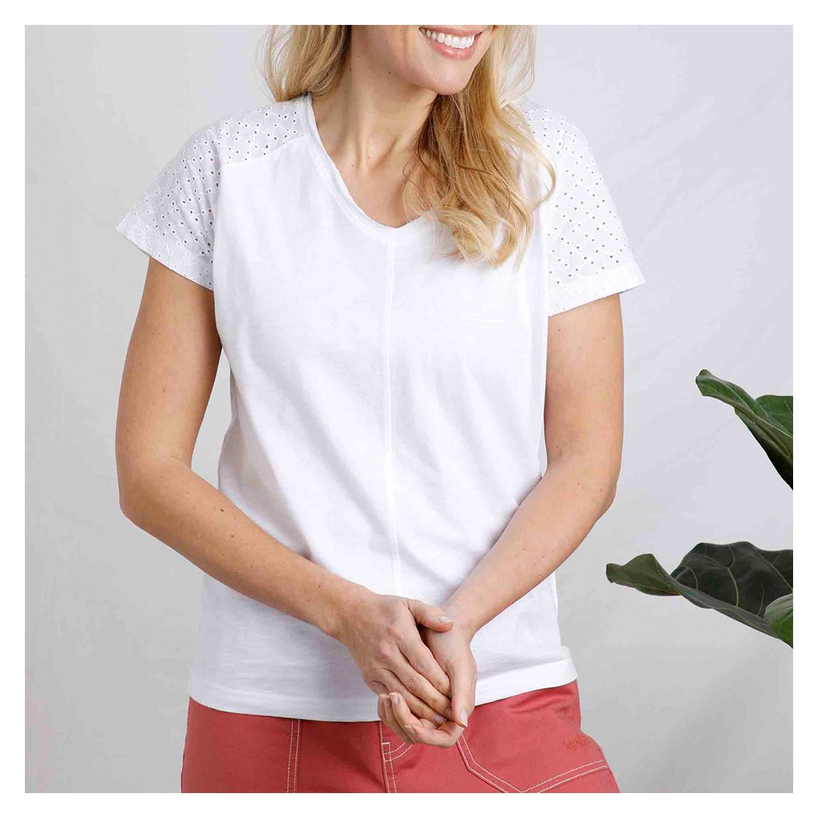 White Pernille Cutaway Cotton T-Shirt main product photo