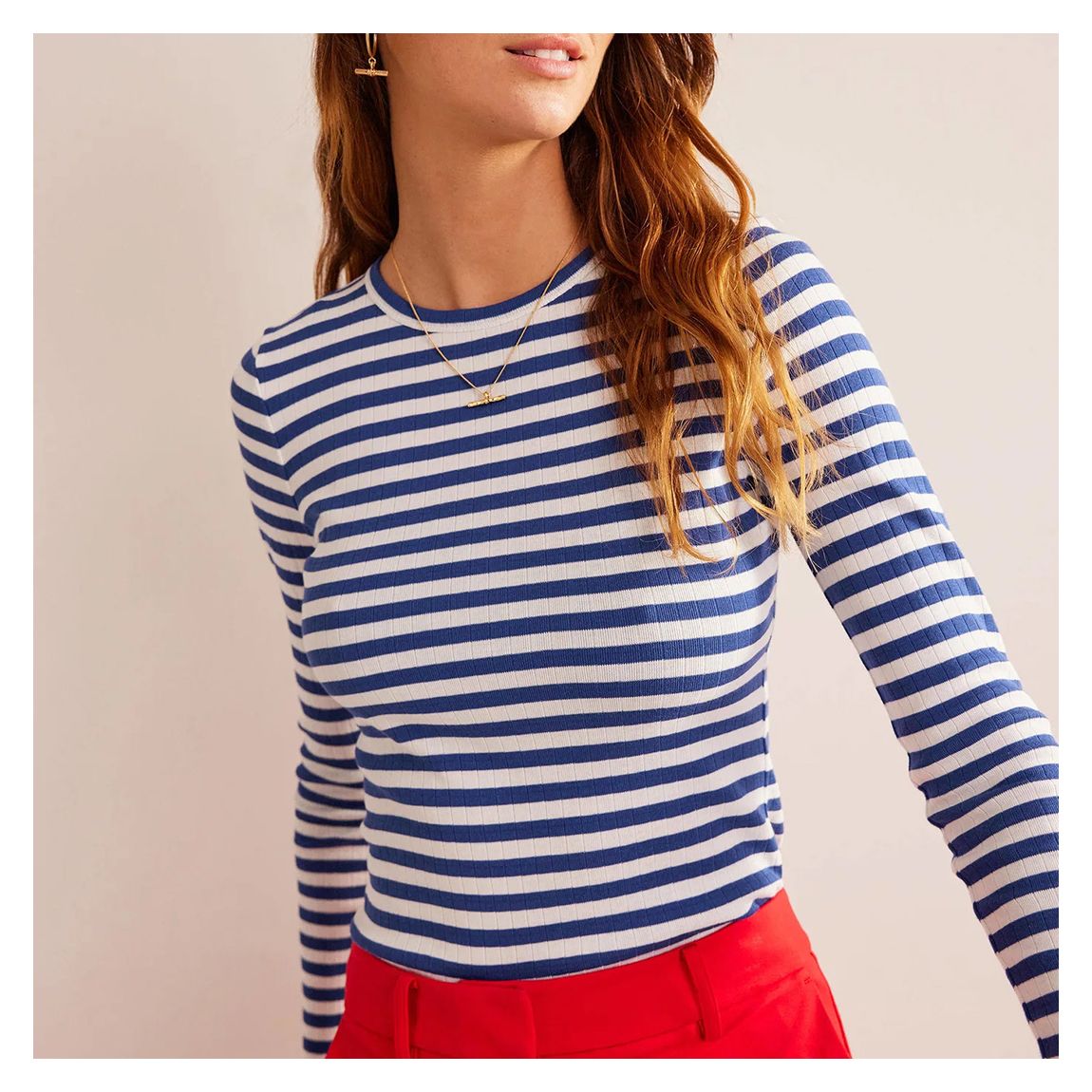 Navy Anna Cotton Rib T-Shirt main product photo