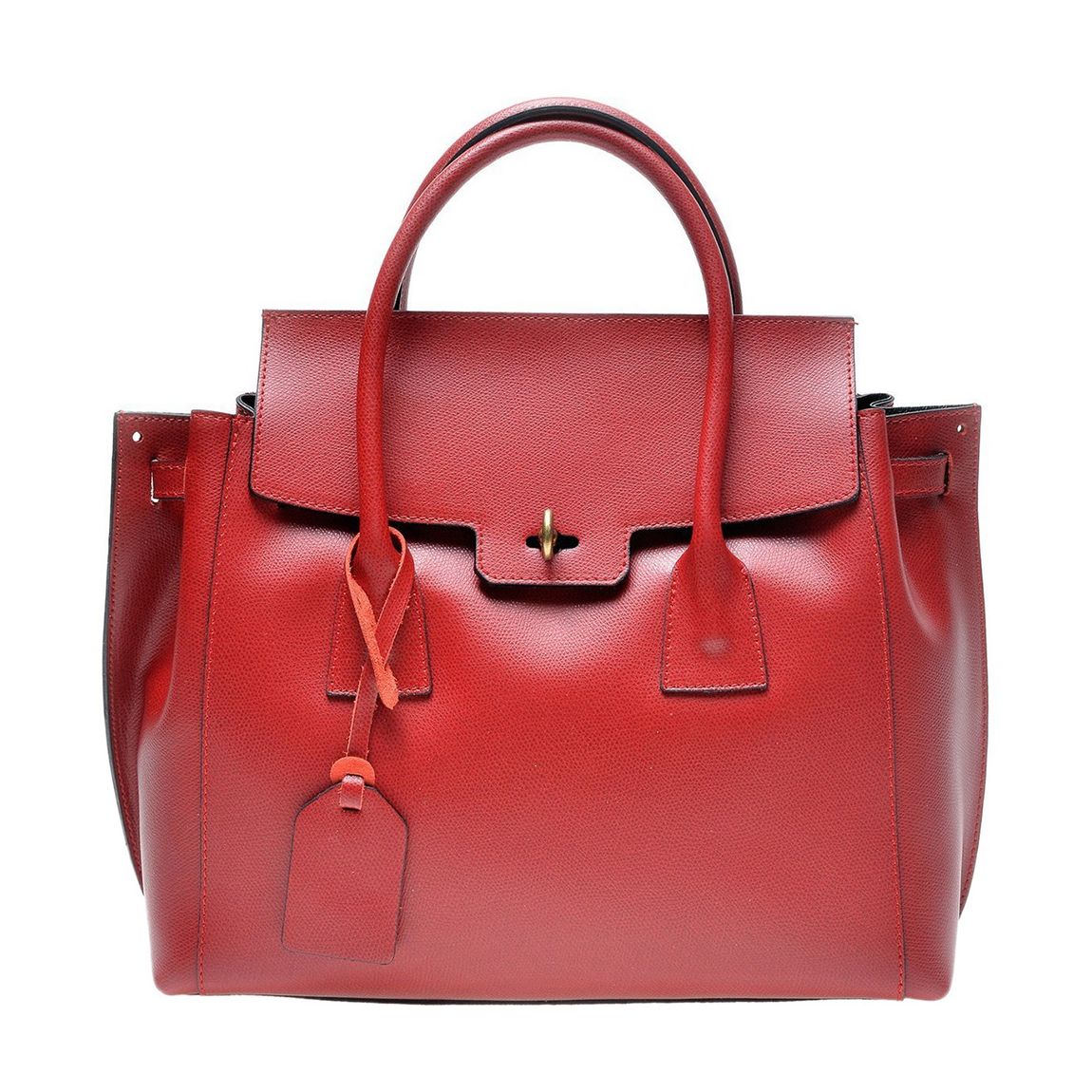 Red Italian Leather Tote Bag main product photo