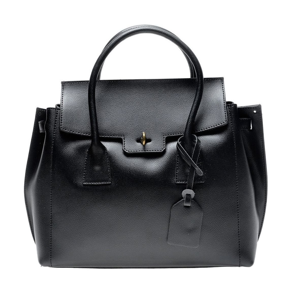 Black Italian Leather Tote Bag main product photo