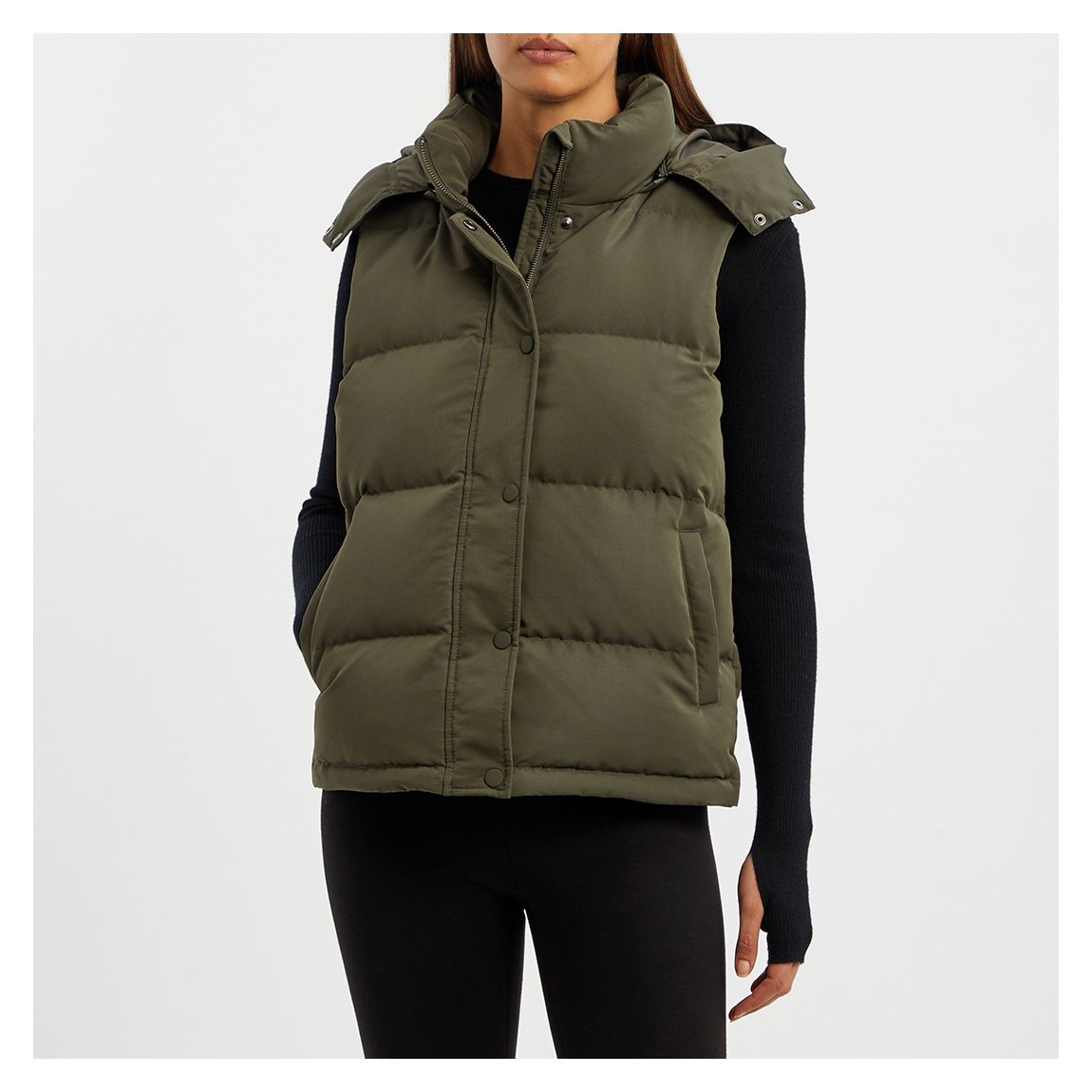 Khaki Feather & Down Puffer Gilet main product photo