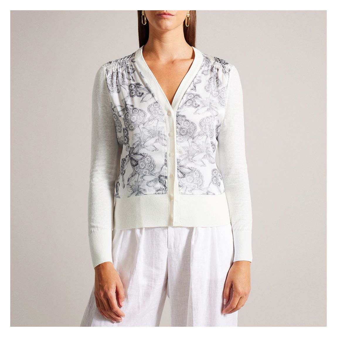 White Loulie Woven Cardigan main product photo