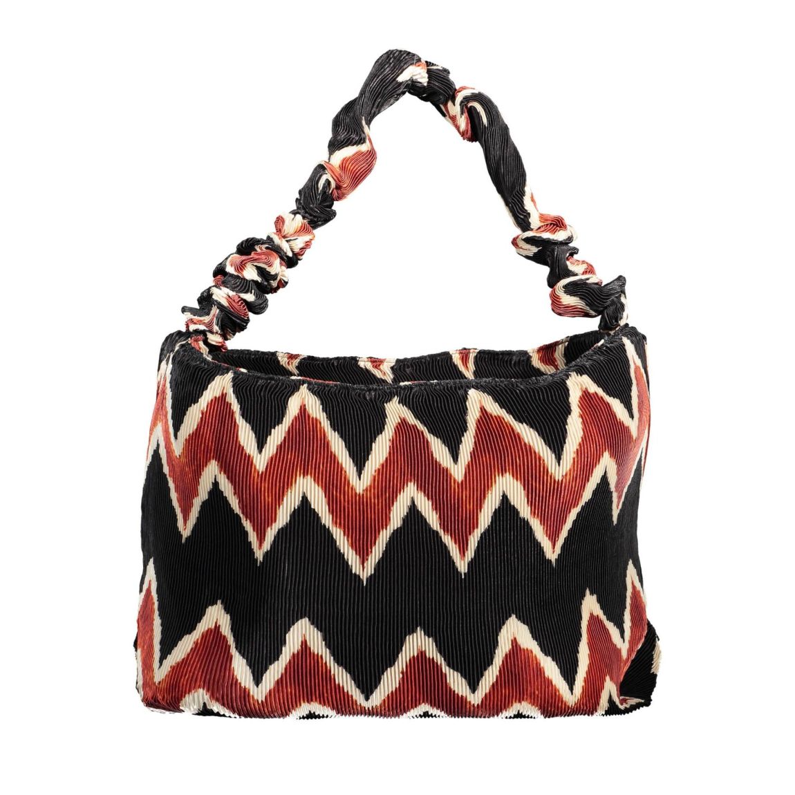 Pleated Zigzag Handbag Wo - Black main product photo