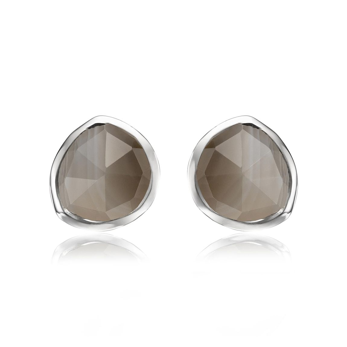 Sterling Silver Siren Gemstone Stud Earrings - Grey Agate main product photo