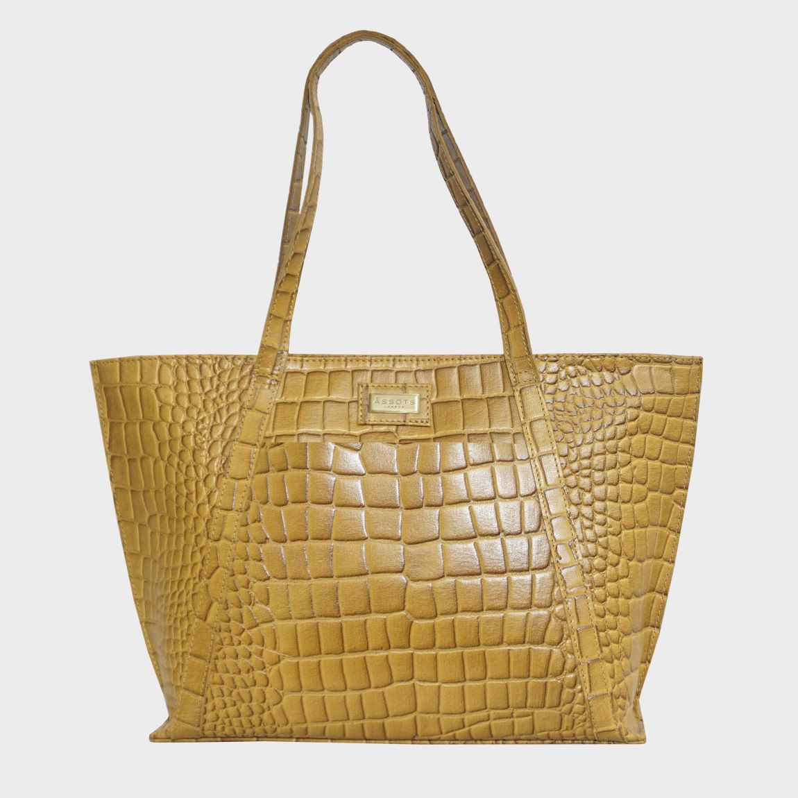 AGNES' Croc Embossed Real Leather Designer Tote Bag main product photo