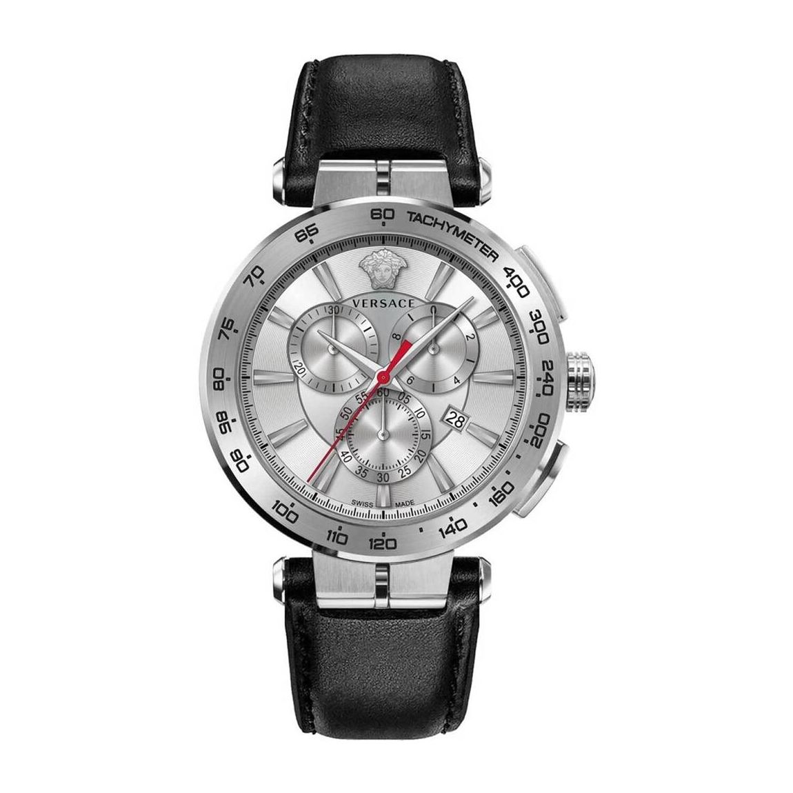 Analog Chronograph Quartz Watch with Leather Strap - Black Watches main product photo