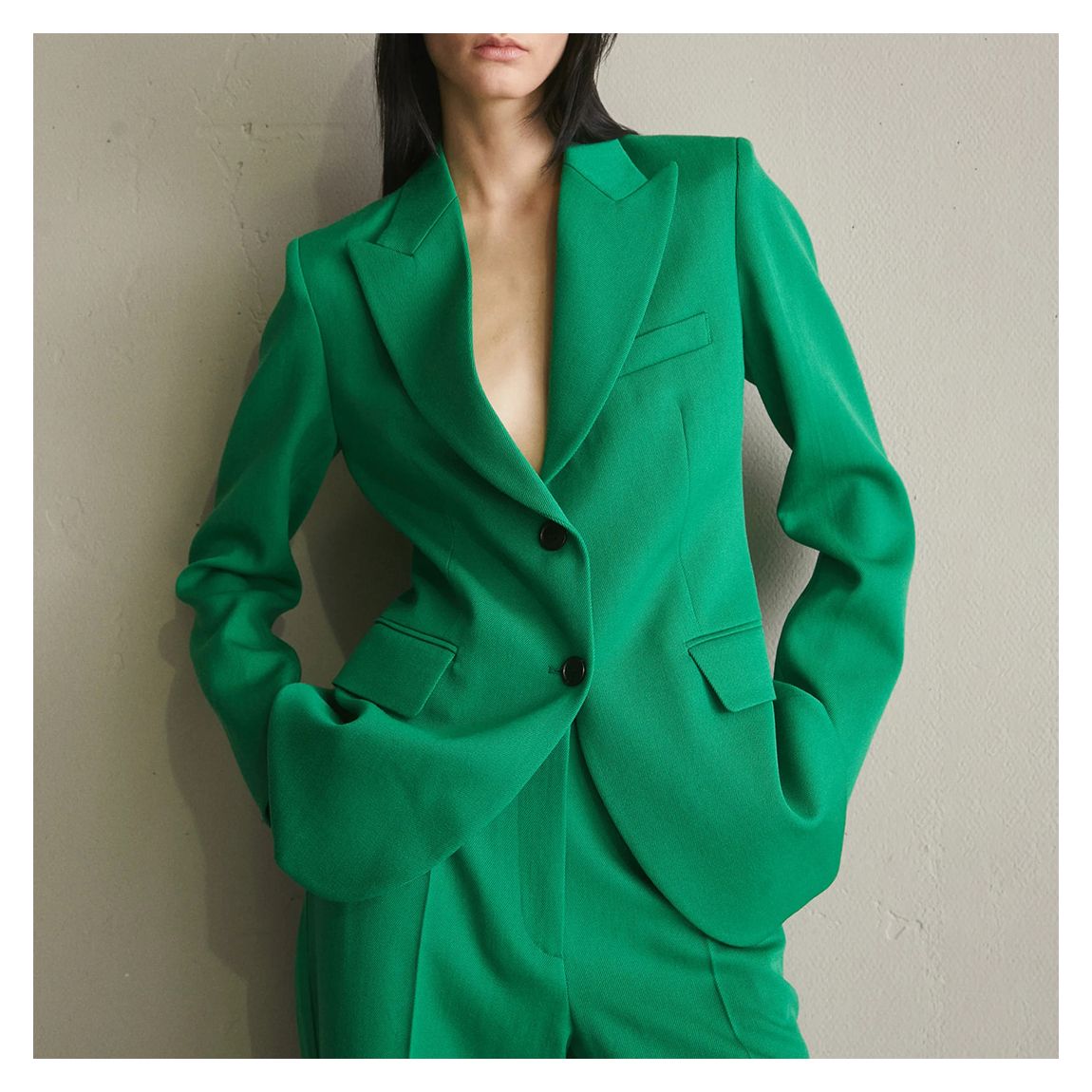 Green Peak Lapel Wool Blazer main product photo