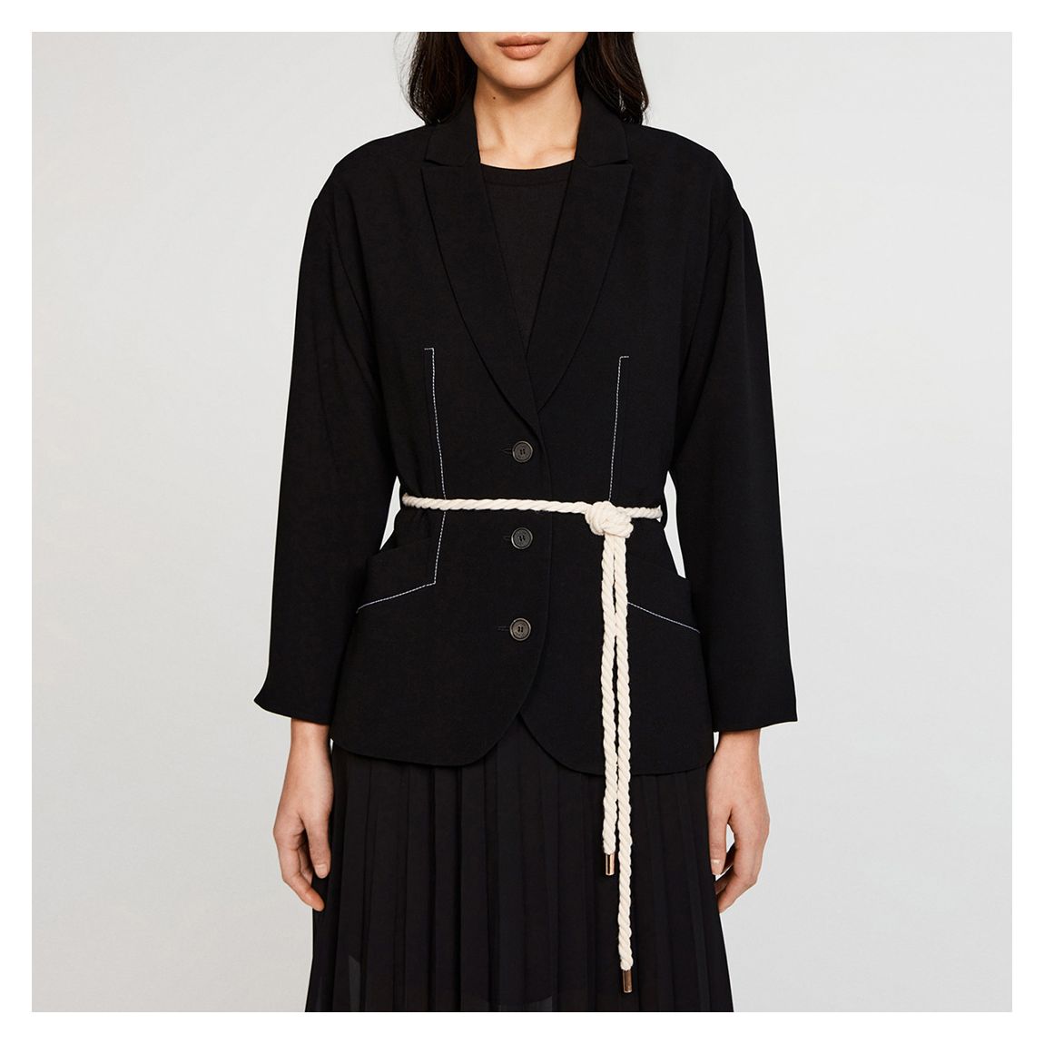 Black Vibrato Belted Blazer main product photo