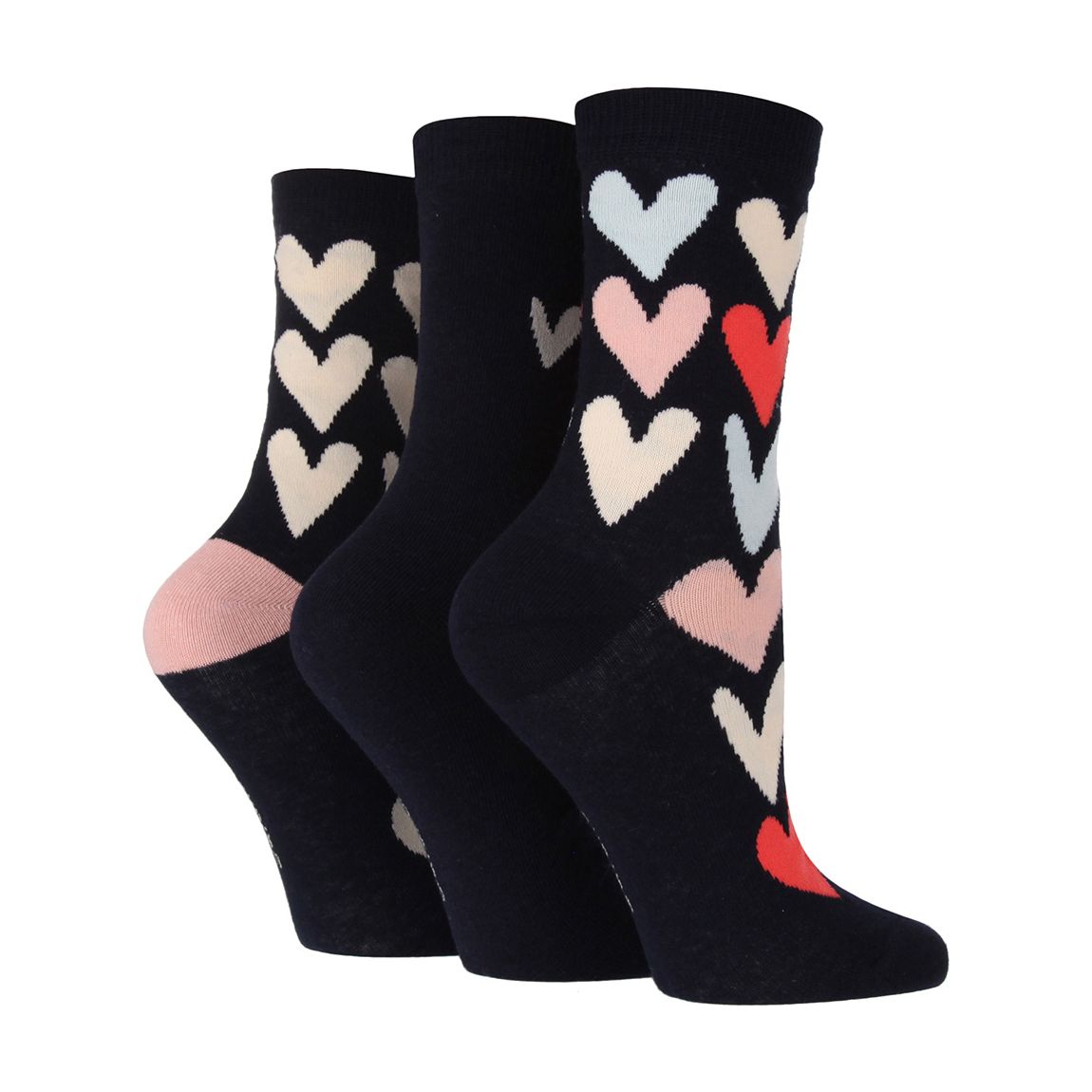 Navy Women's Filled Heart 3 Pack Socks main product photo