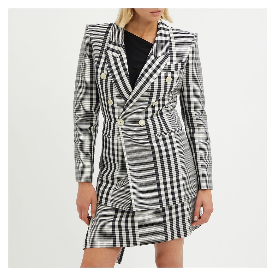 Navy Check Linen Blend Blazer main product photo