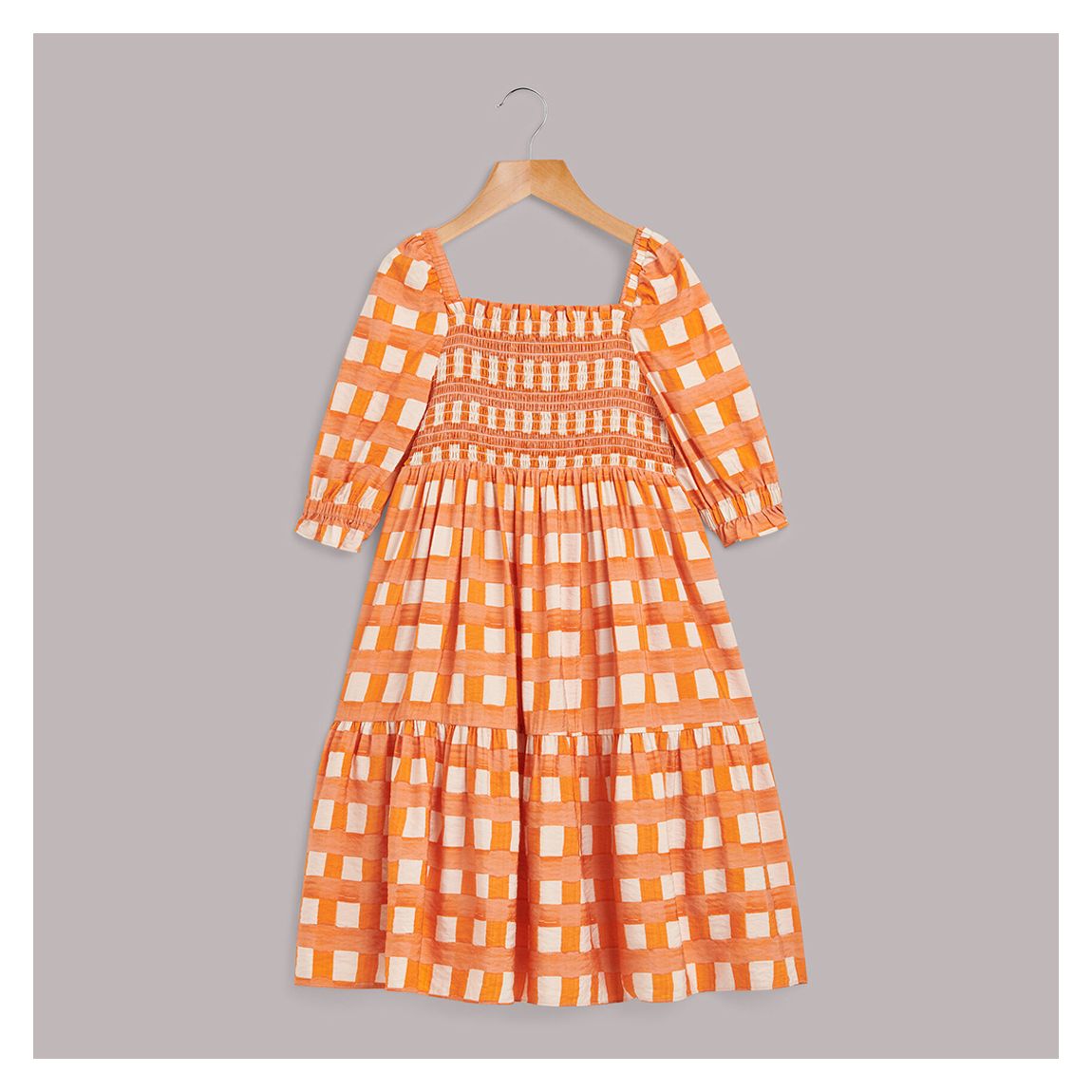 Girl's Orange Eden Smocked Bodice Dress main product photo