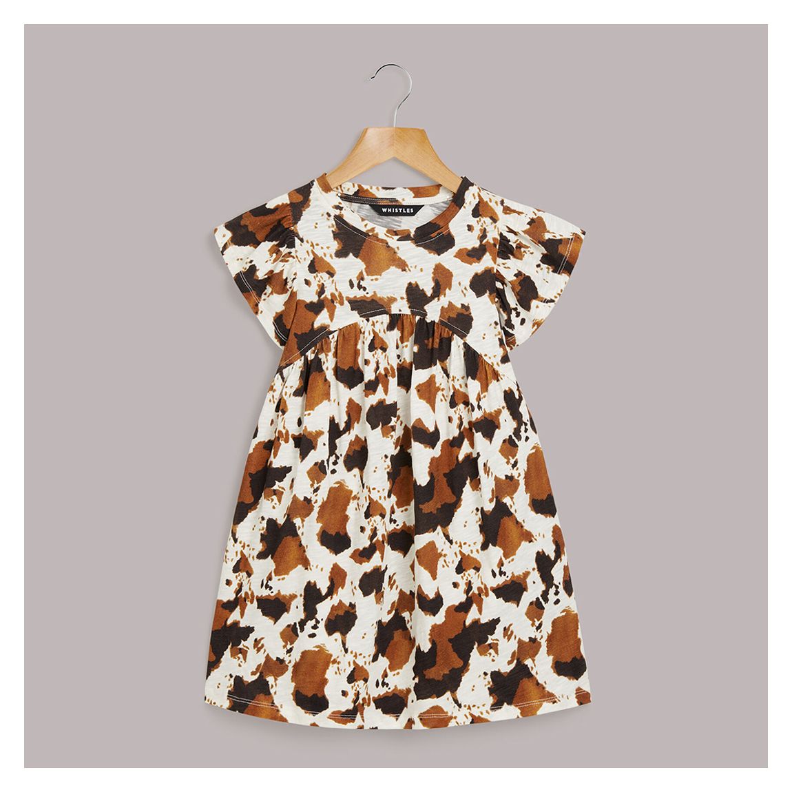 Girl's Brown Animal Print Piper Cotton Dress main product photo