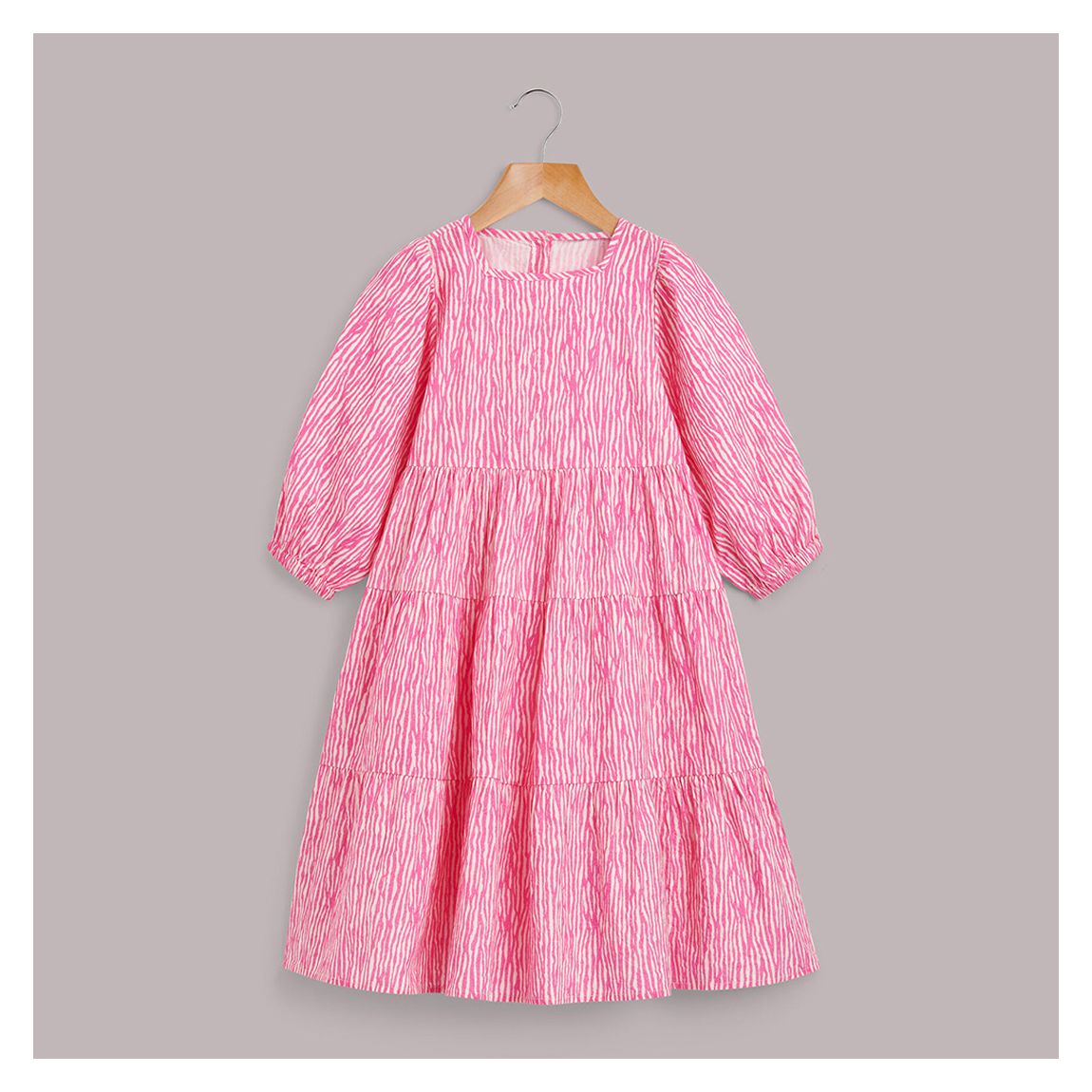 Girl's Pink Romy Tiered Cotton Dress main product photo