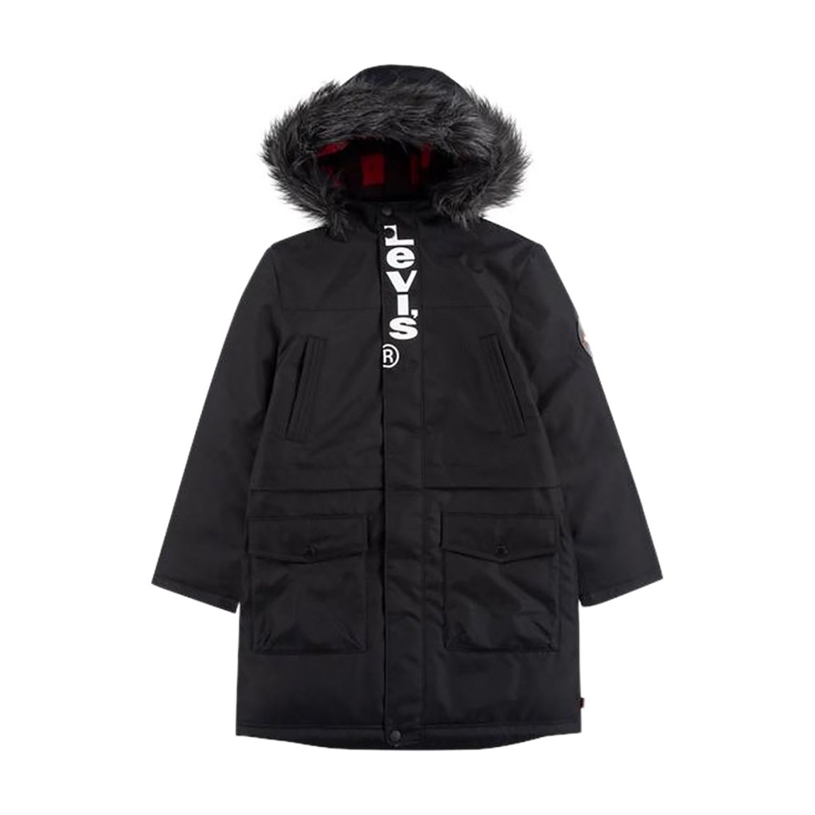 Boy Teen Black Long Parka Jacket main product photo