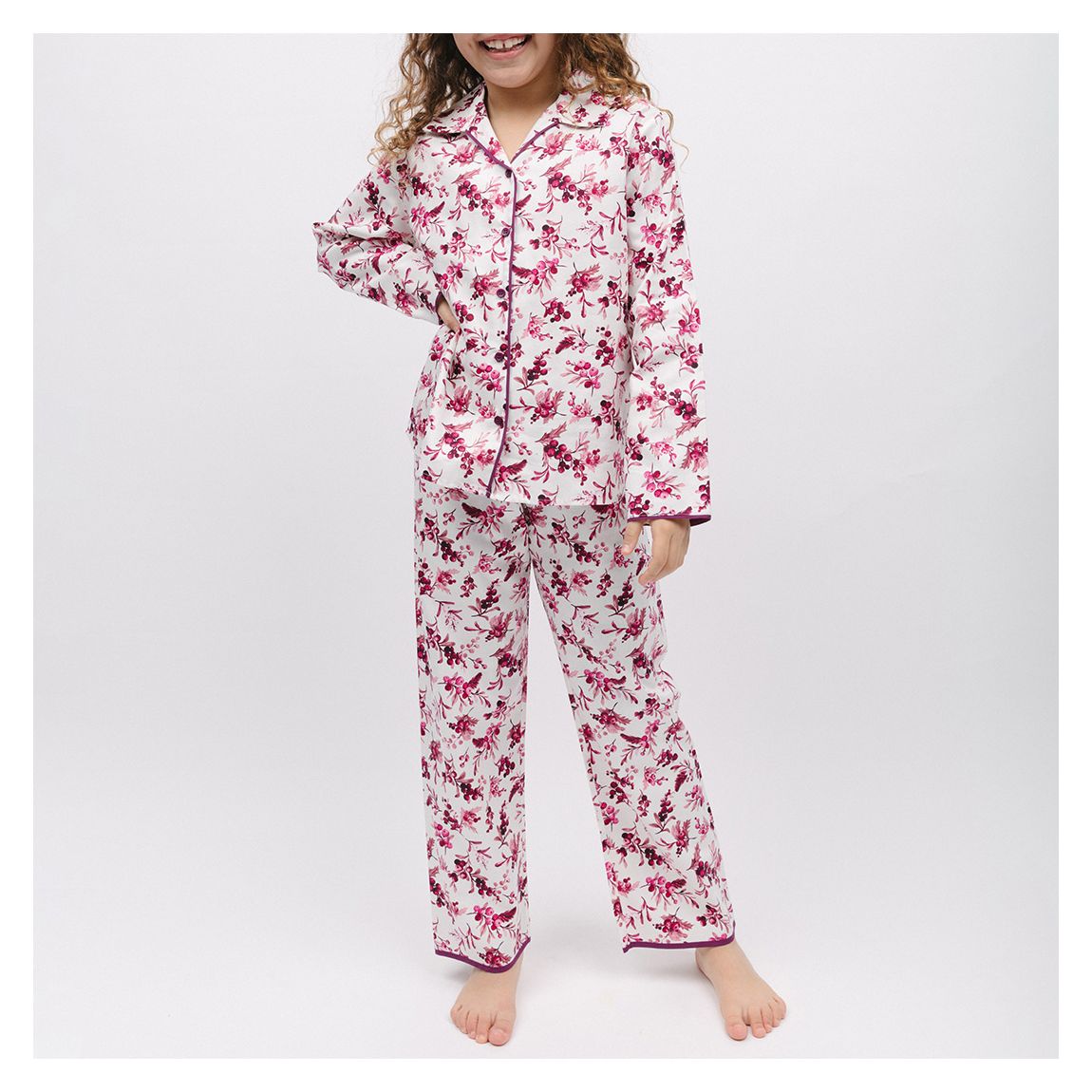 Pink Eve Girls Berry Print Pyjama Set main product photo