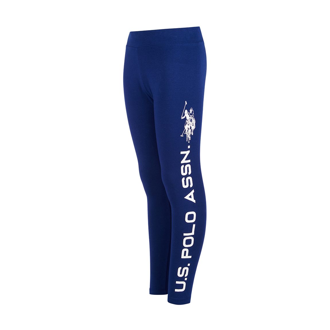 Younger Girl's Blue Branded Cotton Blend Leggings main product photo