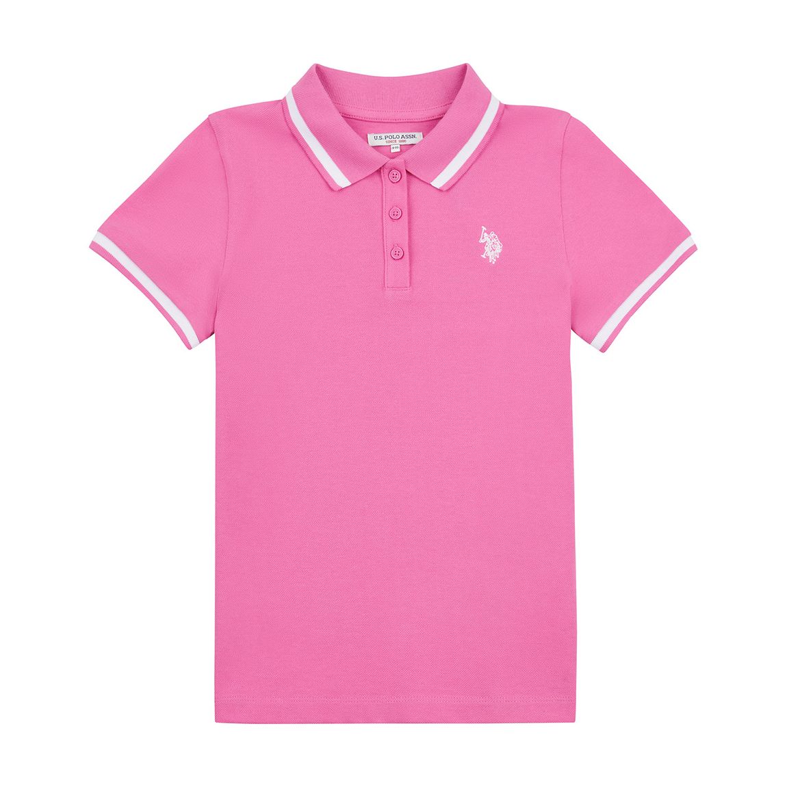 Teen Girl's Pink Contrast Trim Cotton Polo Shirt main product photo