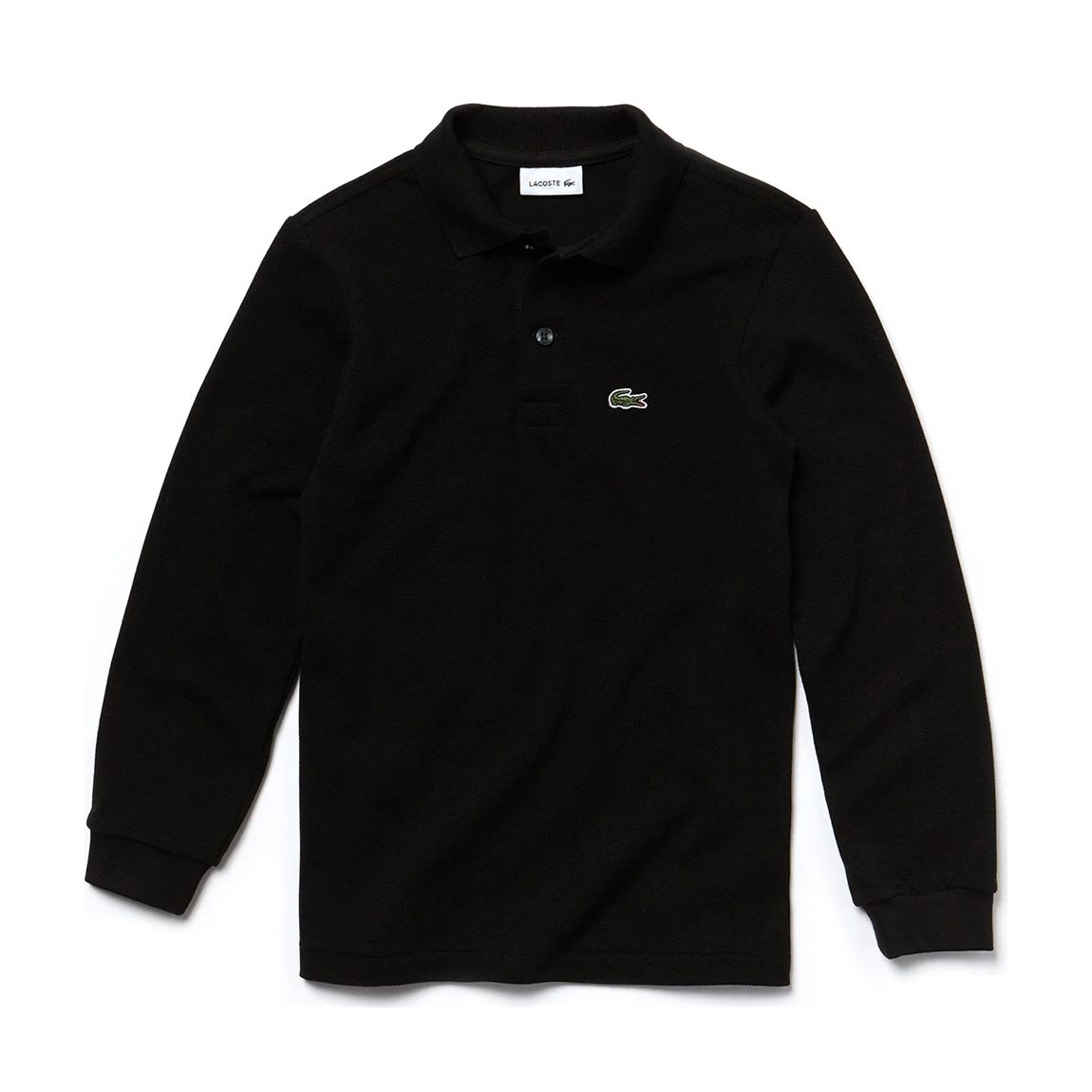 Teen Boy's Black Long Sleeve Cotton Blend Polo Shirt main product photo