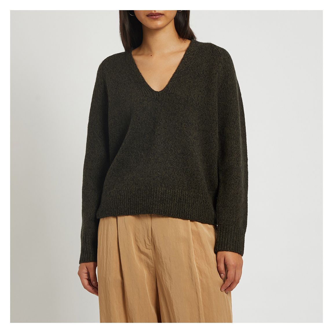 Dark Khaki Marled Cashmere Blend Jumper main product photo
