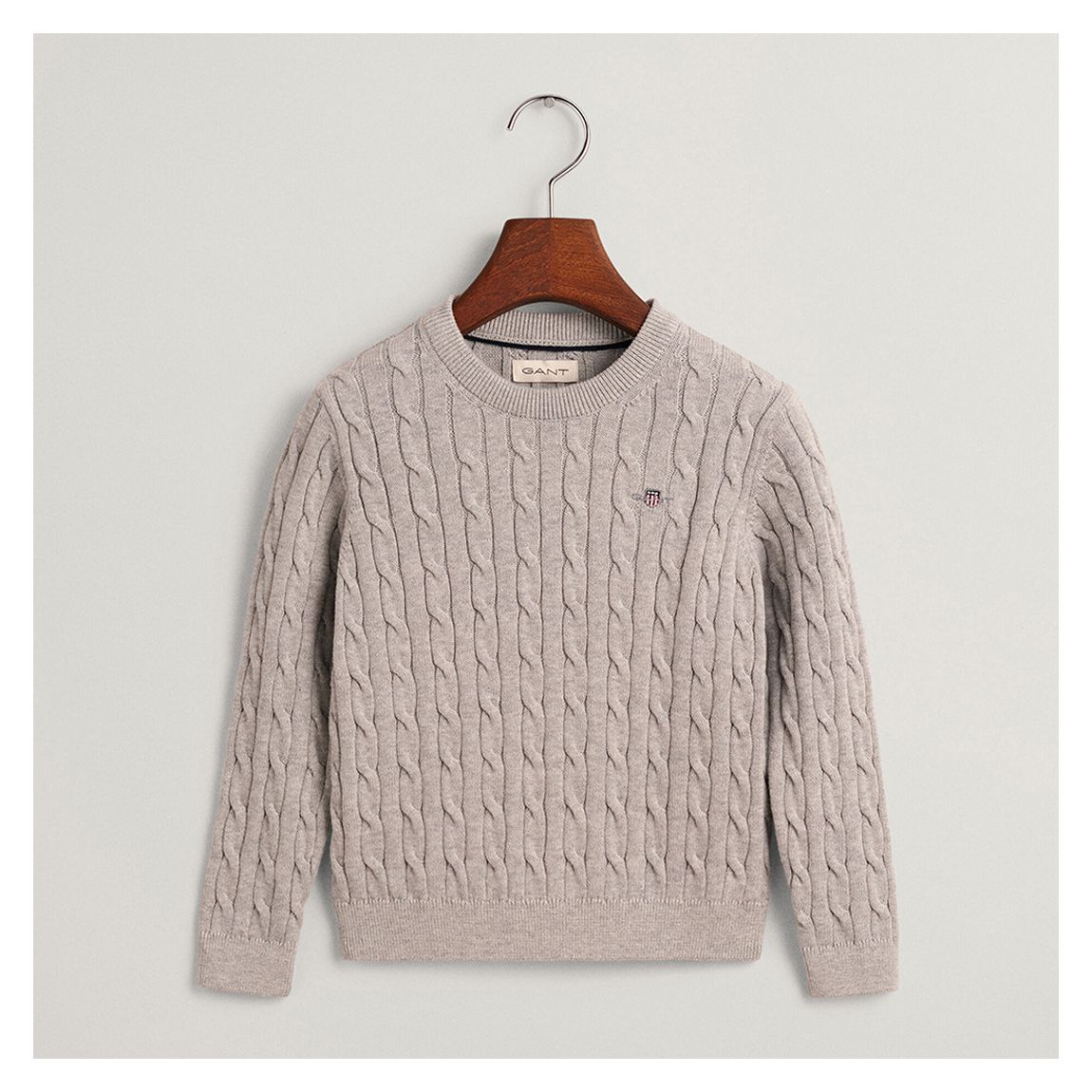 Kid's Grey Cable Knit Cotton Jumper main product photo