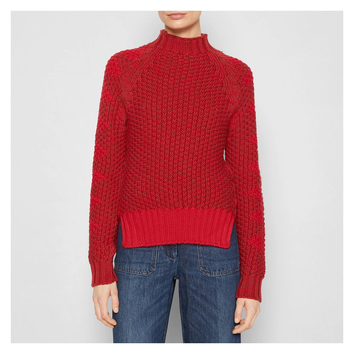 Red Textured Intarsia Wool Jumper main product photo