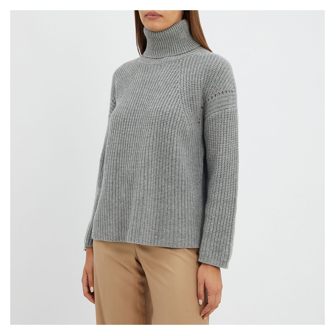 Grey Cashmere Blend Ribbed Jumper main product photo