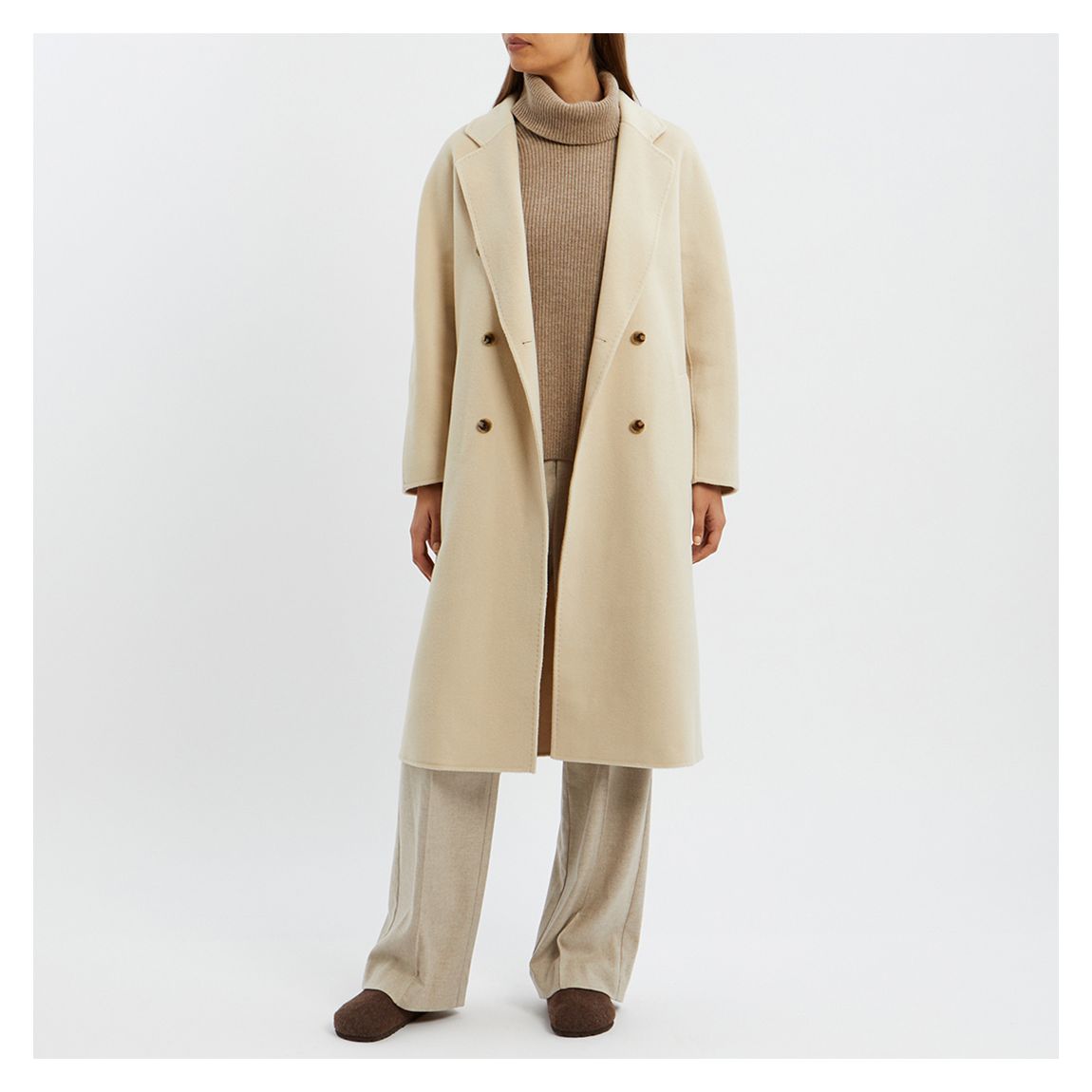 Cream Cashmere Blend Button Coat main product photo