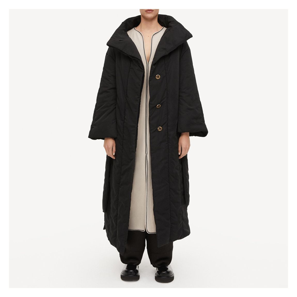 Black Eviia Longline Padded Coat main product photo