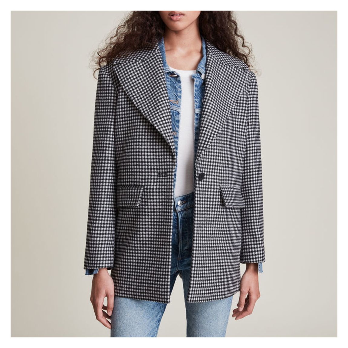 White/Black Jocie Wool Blend Coat main product photo