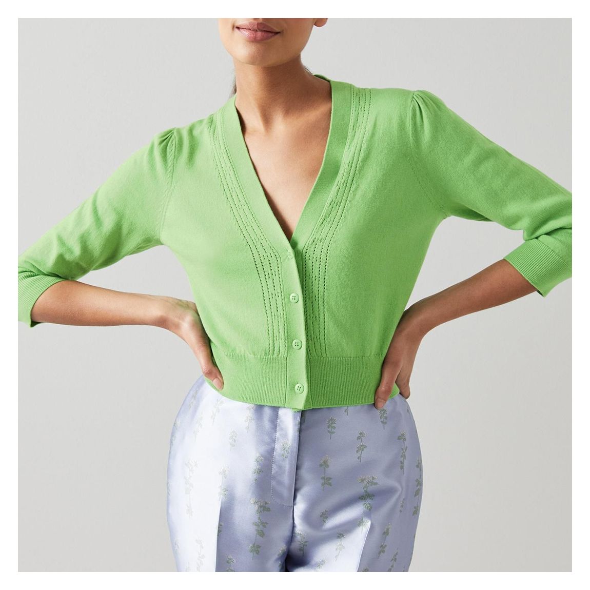 Green Leonora Cotton Cardigan main product photo
