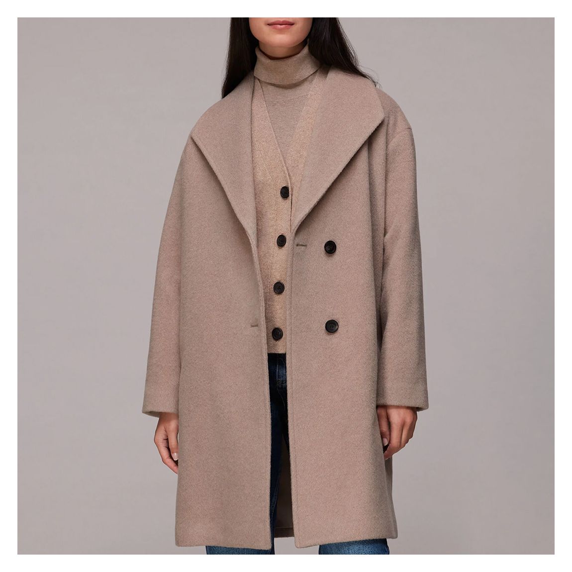 Oatmeal Collar Detail Wool Coat main product photo