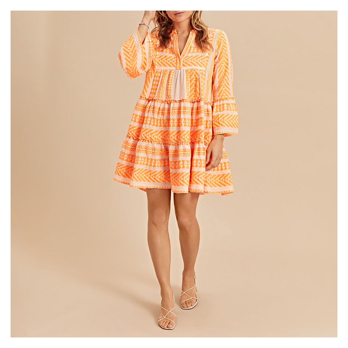Orange & Off White Ella Dress main product photo