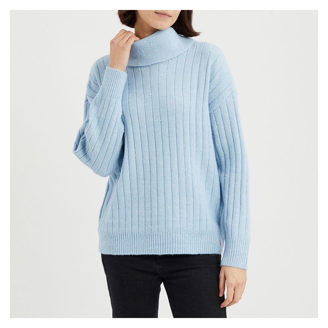 Blue Wool Blend Roll Neck Knit main product photo