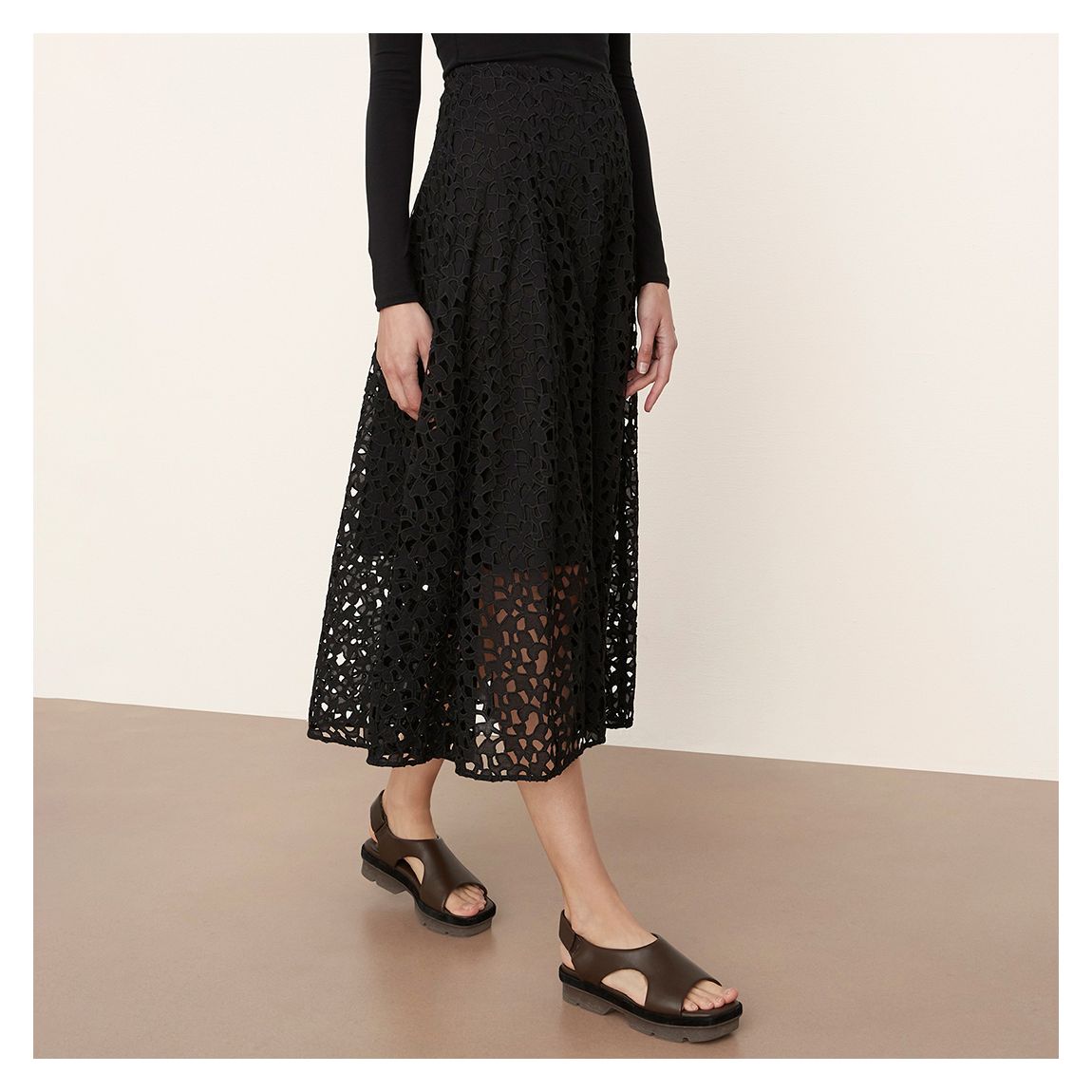 Black Lace Panelled Slip Skirt main product photo