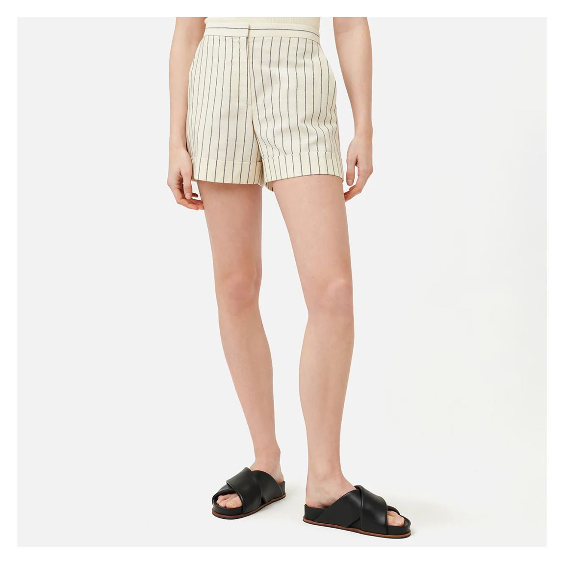 Cream Italian Pinstripe Shorts main product photo