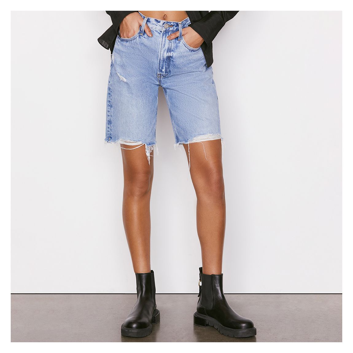 Light Blue High Rise Denim Shorts main product photo