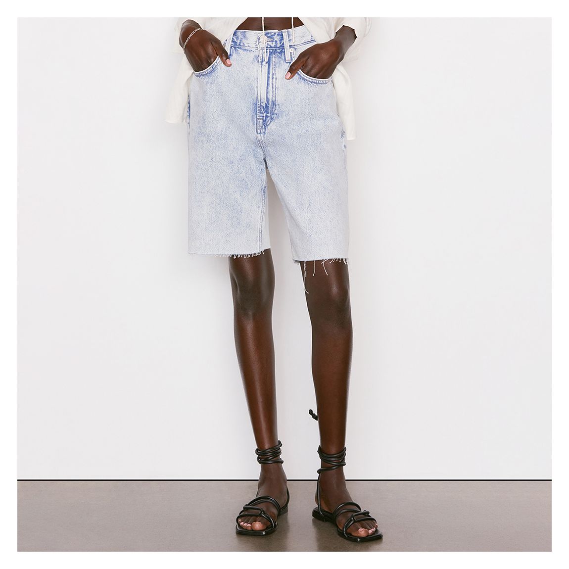 Light Blue High Rise Denim Shorts main product photo