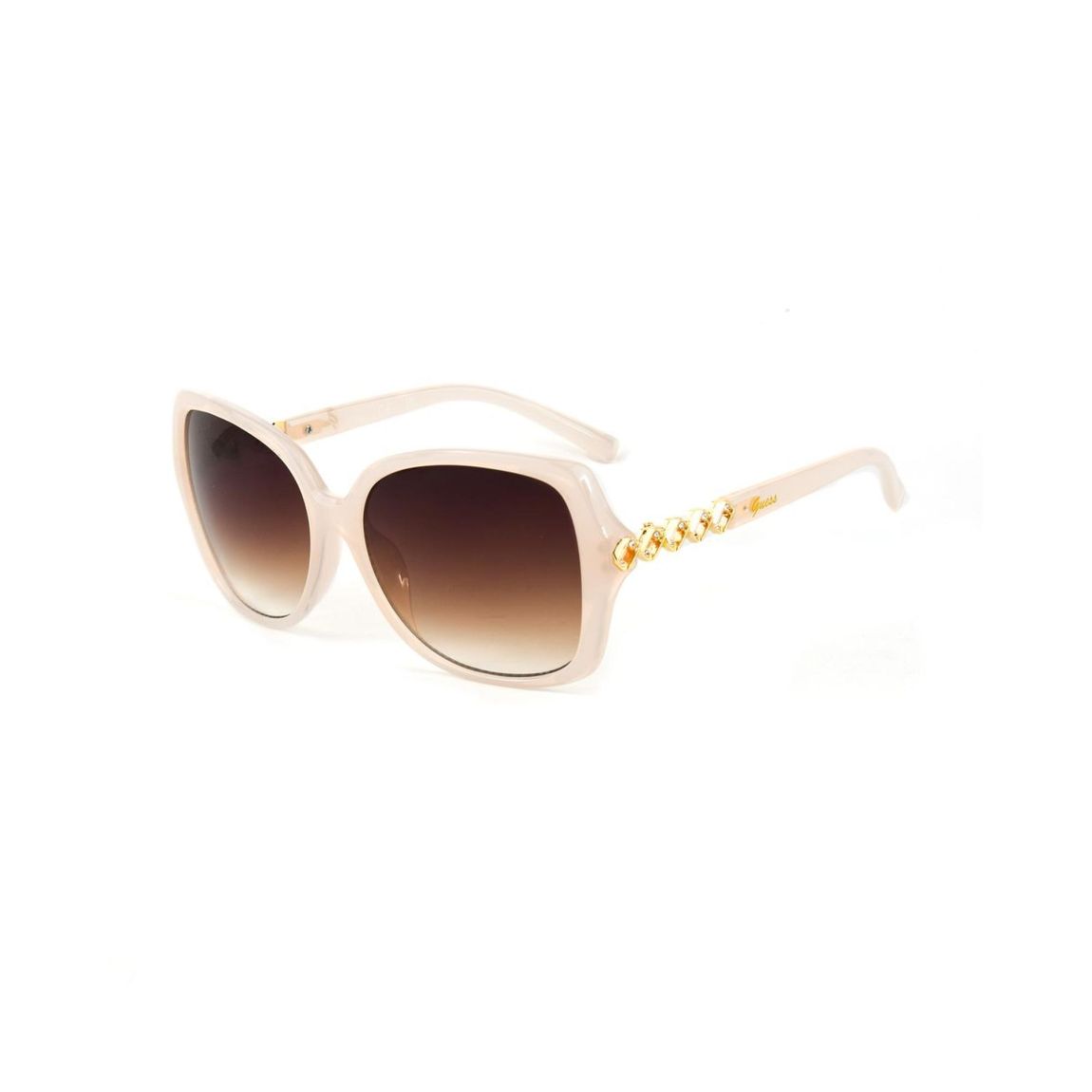 Oversized Square Sunglasses Chain Detail Wo - Brown main product photo