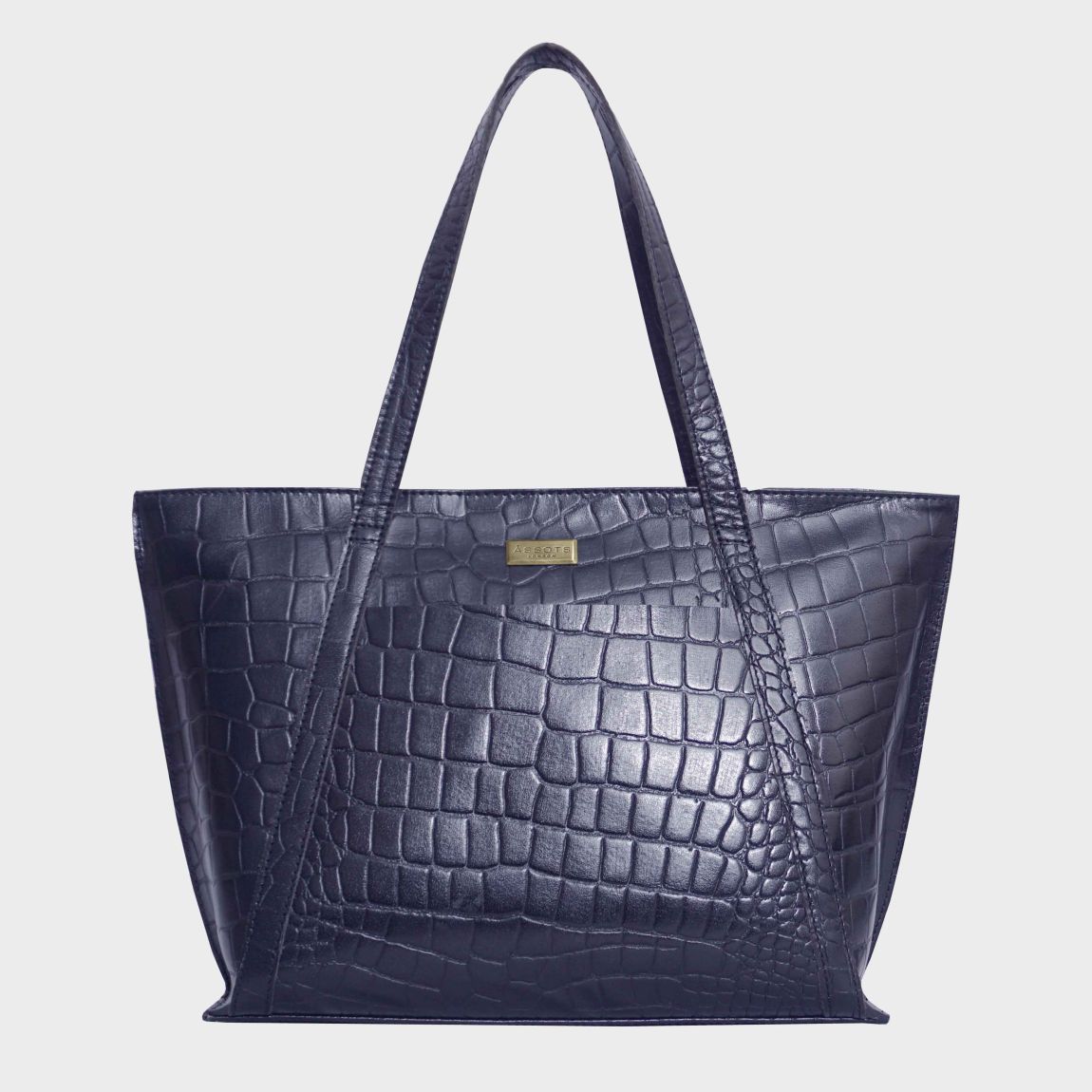 AGNES' Croc Embossed Real Leather Designer Tote Bag main product photo
