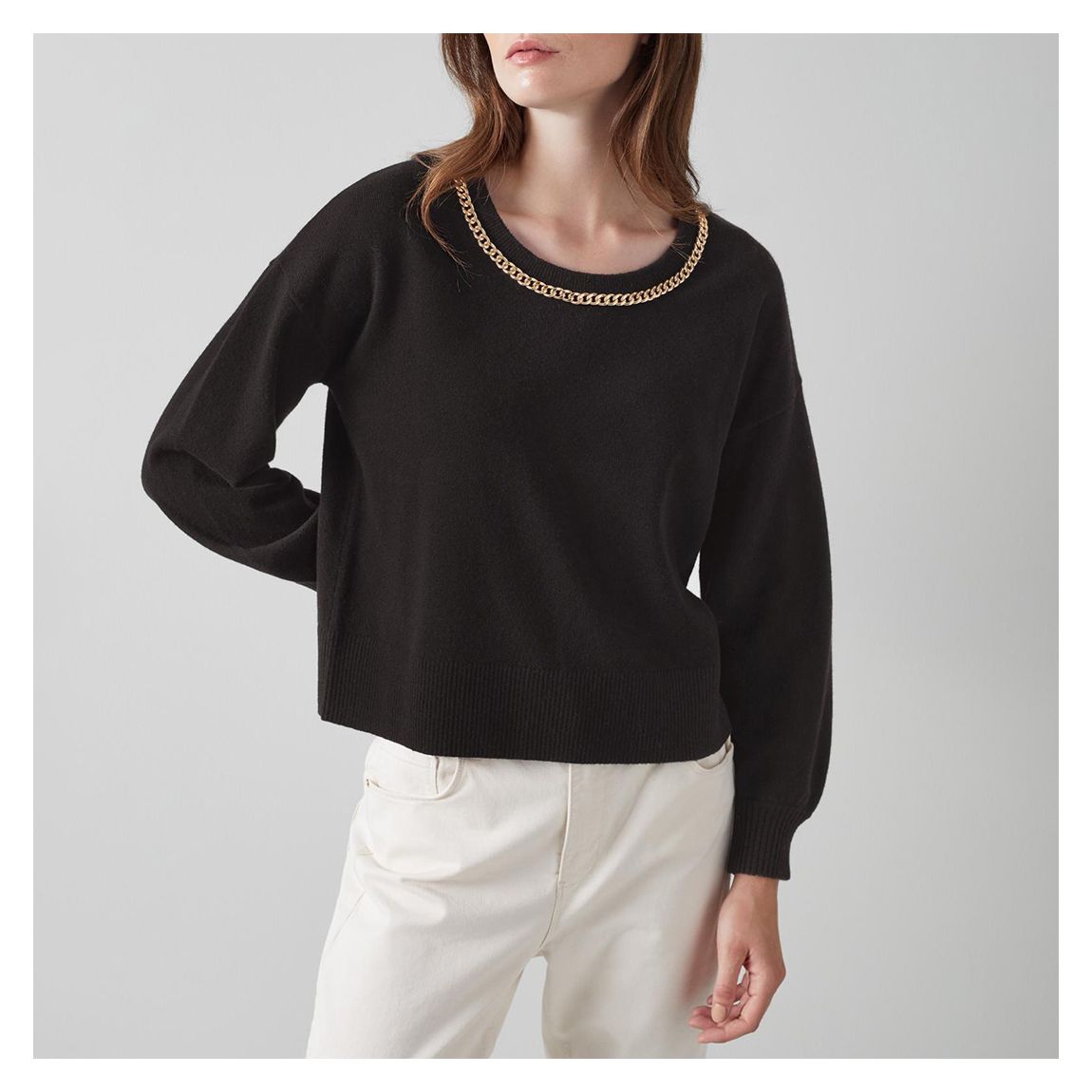 Black Nathalie Chain Wool Jumper main product photo