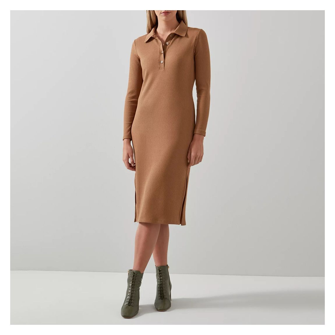 Camel Ruby Ribbed Dress main product photo