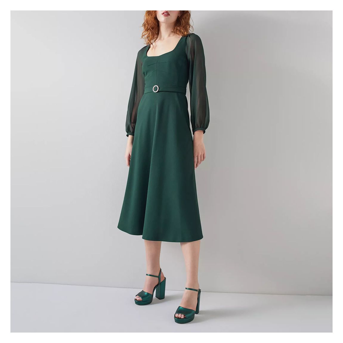 Green Perdy Belted Dress main product photo