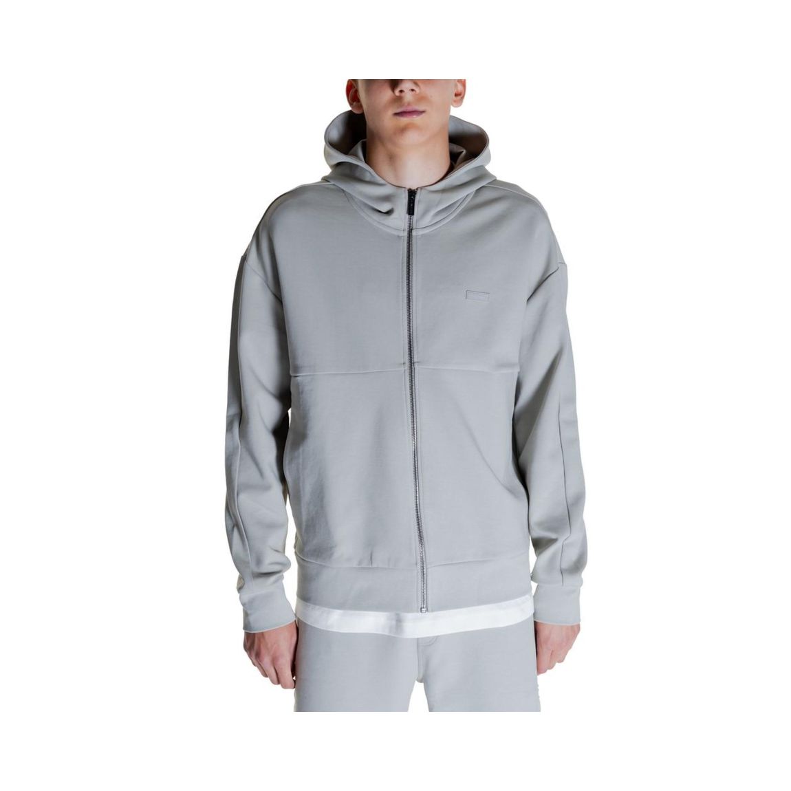 Relaxed Fit ZipUp Hoodie - Gray Sweaters main product photo