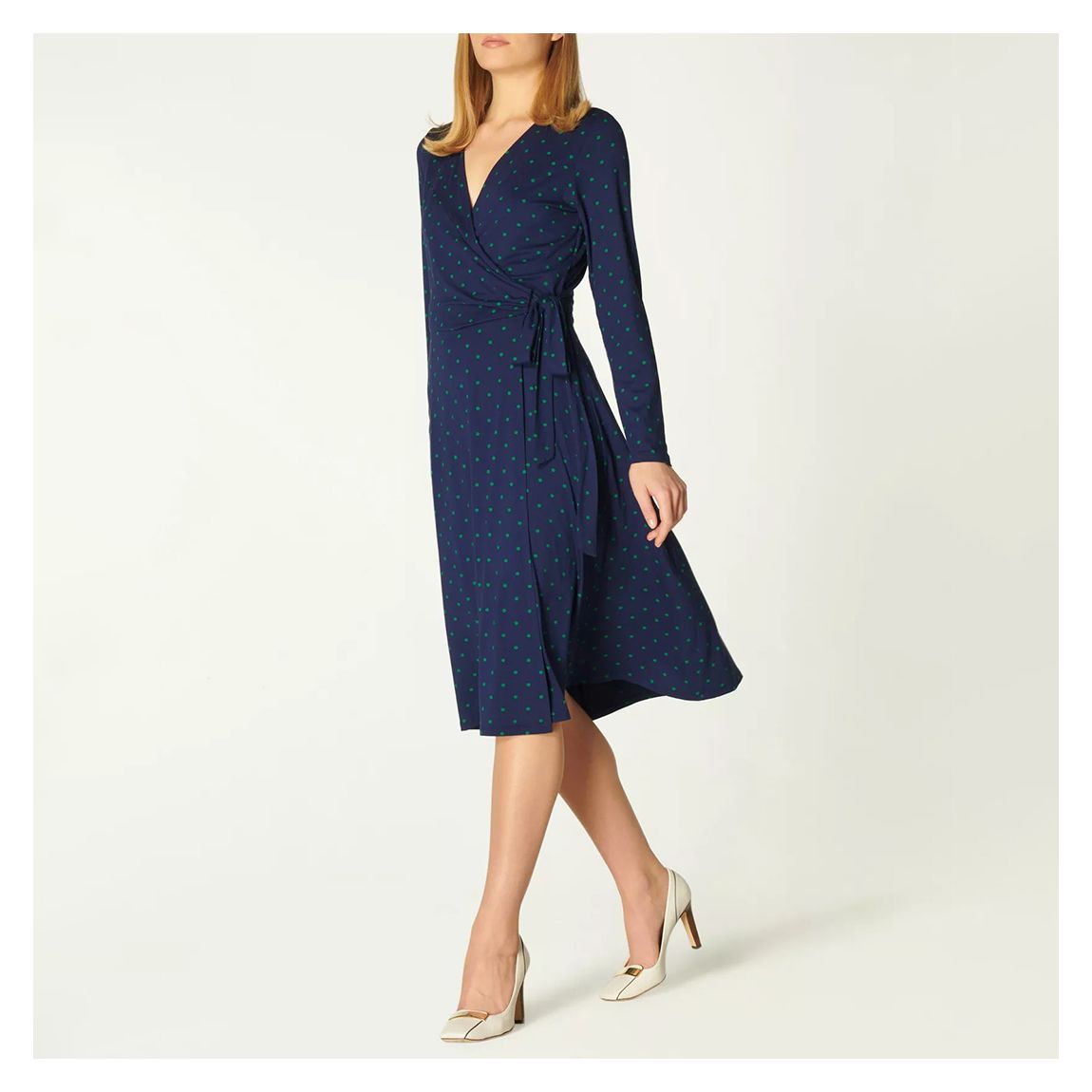 Navy Khloe Wrap Midi Dress main product photo
