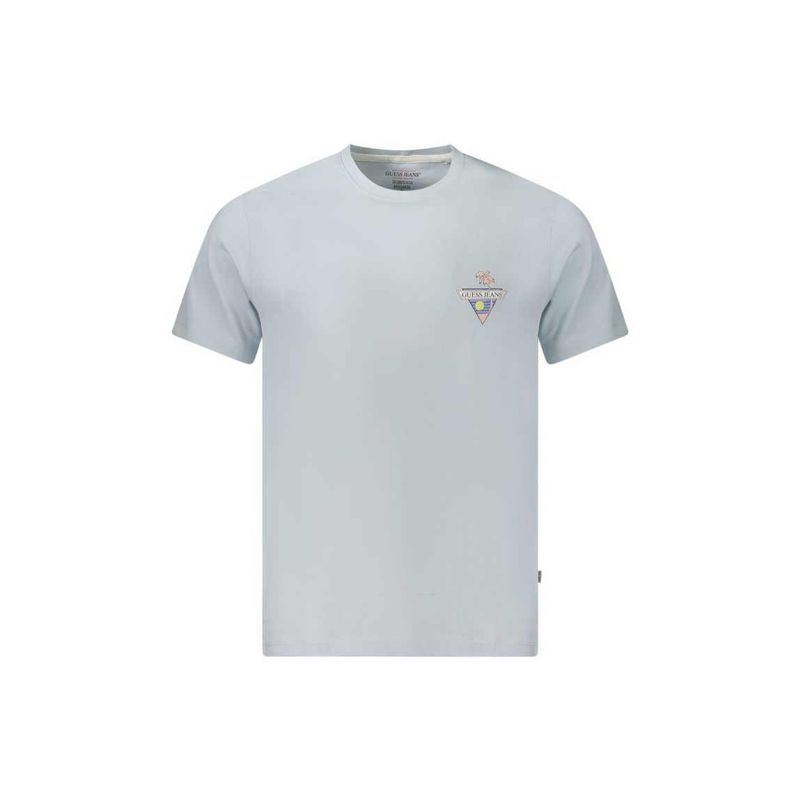 Cotton Crew Neck T-Shirt with Logo Print - Blue main product photo