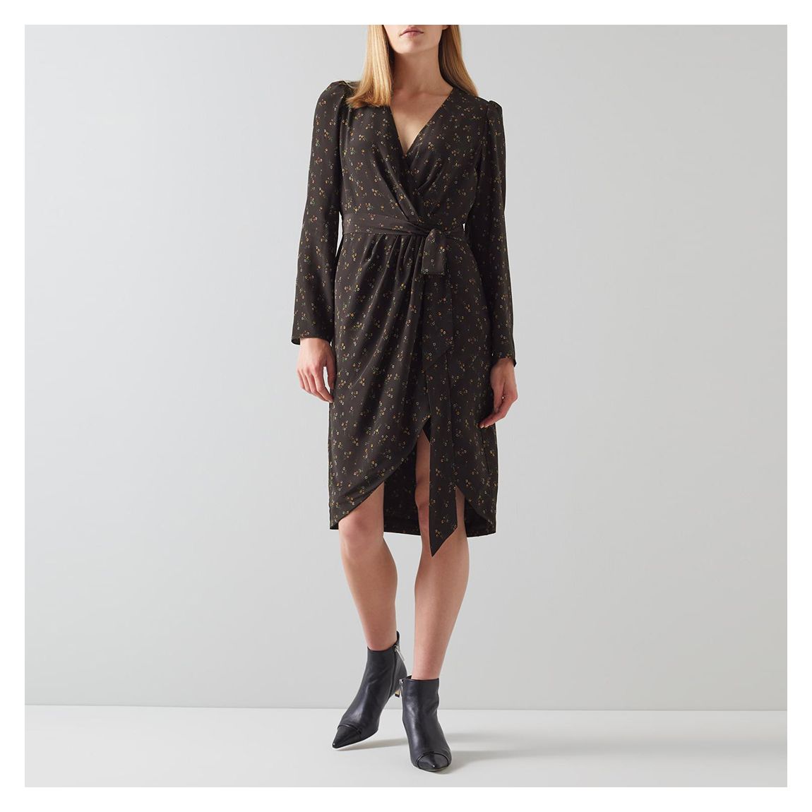 Black Floral Selene Wrap Over Dress main product photo