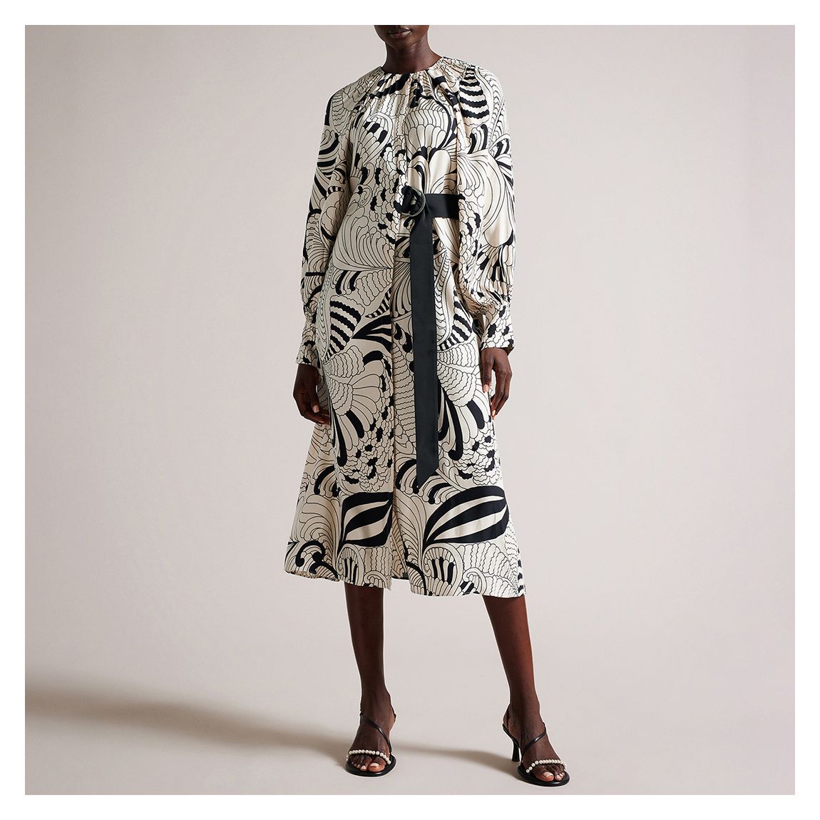 White Emmieeh Drape Detail Midi Dress main product photo
