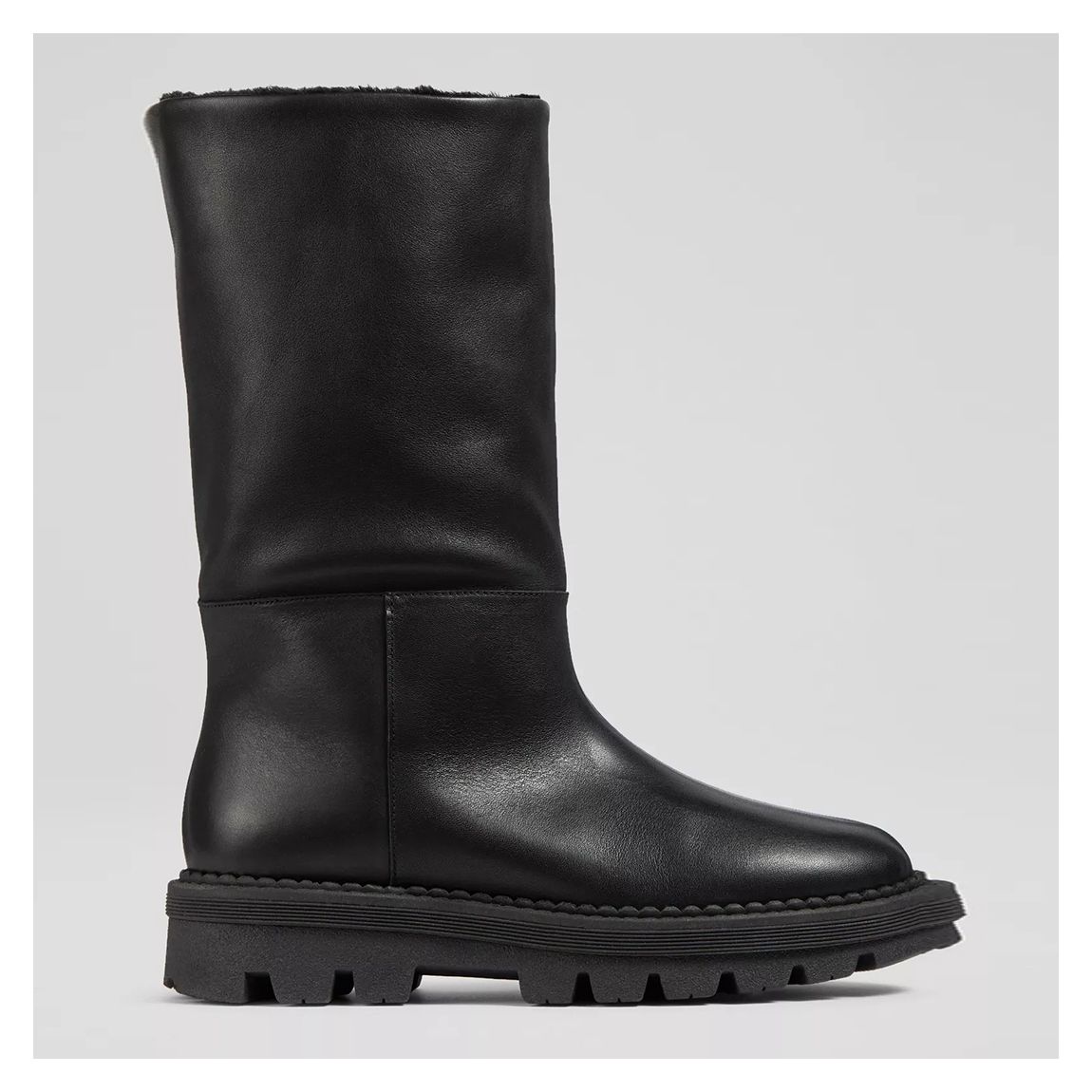 Black Roby Leather Faux Fur Lined Boots main product photo